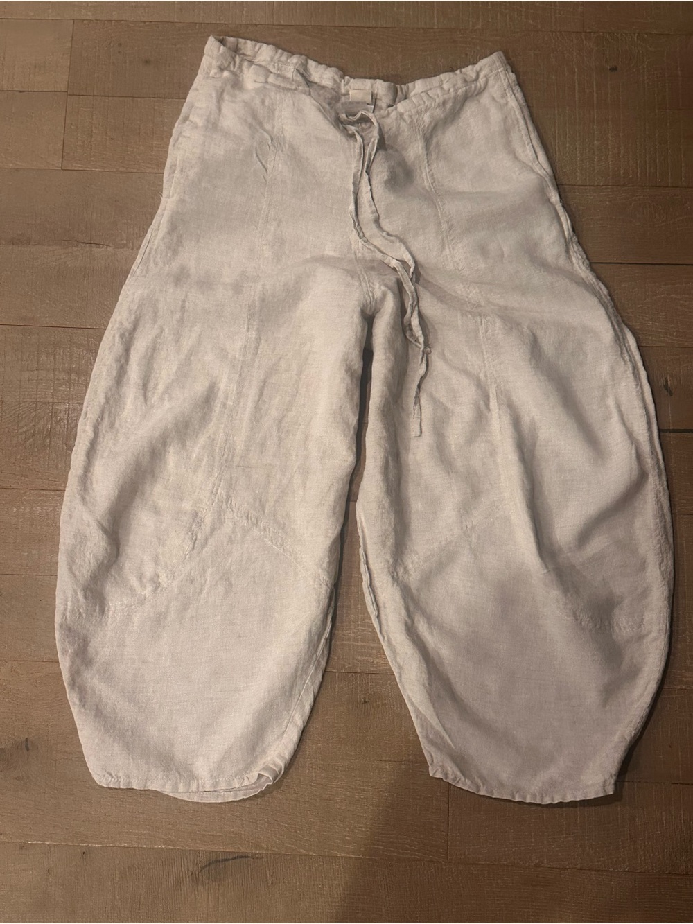 Women's Relaxed Linen Barrel Pants in Oatmeal